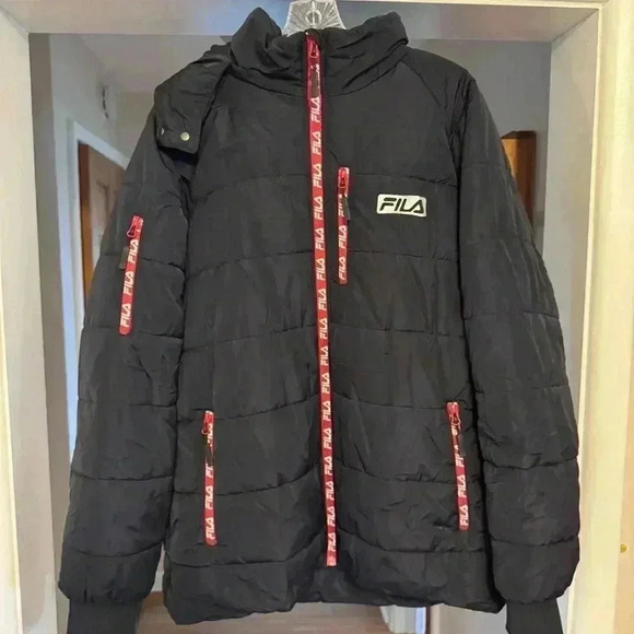 FILA Pace Logo PufferJacket Hooded Medium Insulated Winter, Warm, Insulated - Picture 1 of 11